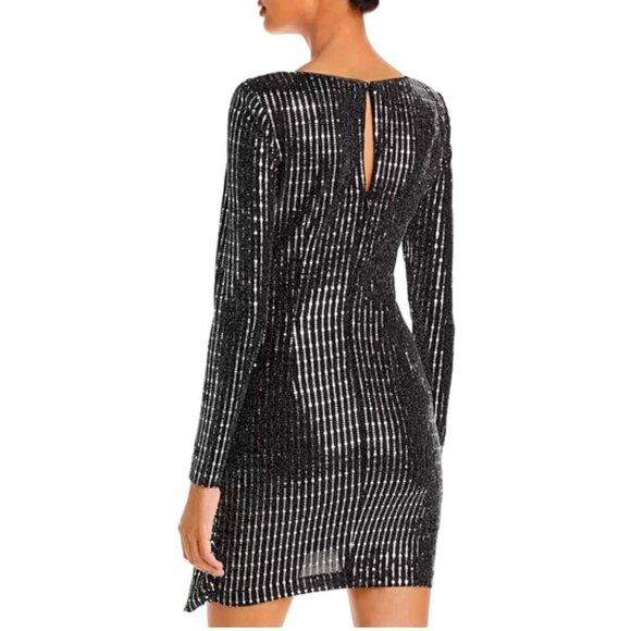 Aqua Women's Mini Dress Black Silver Size 0 Party - Picture 4 of 13